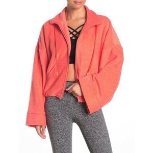 Free People Movement Climb High Fleece Jacket Front Zip-up Coral Size Medium VGC
